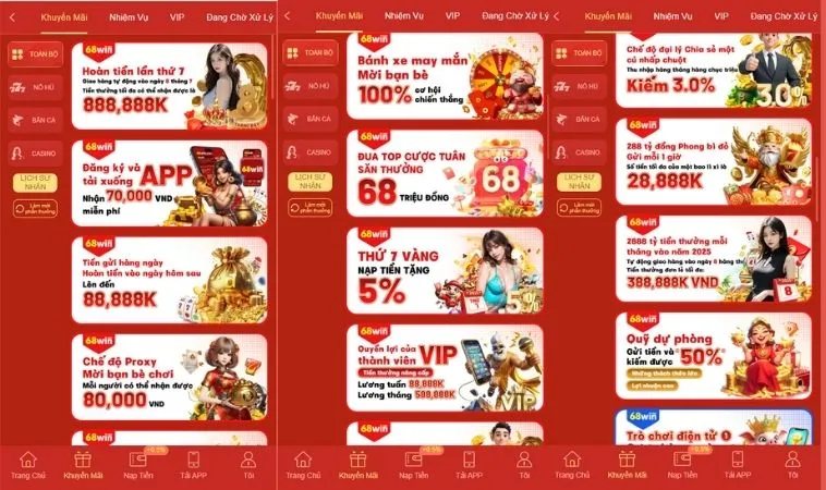 Vô vàn các chương trình khuyến mãi 68Win hấp dẫn tặng hội viên