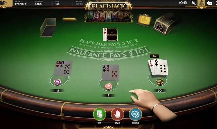 Giao diện chơi Blackjack tại 68Win